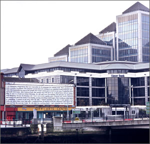 View of the City Quay Text 
from Irish Financial Services Centre