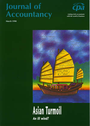 Fig 2: Cover illustration for CPA News 1998. The feature was about a downturn in the Asian Tiger economy.