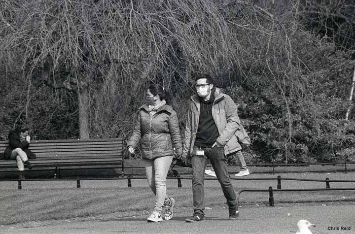 Fig. 27 A couple out walking in St. Stephen's Green during the Pandemic, March 2021