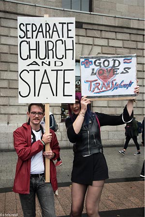 Fig.7 Tim Leech (left) and Andrea Murray (right)outside the G.P.O on O'Connell Street on the 